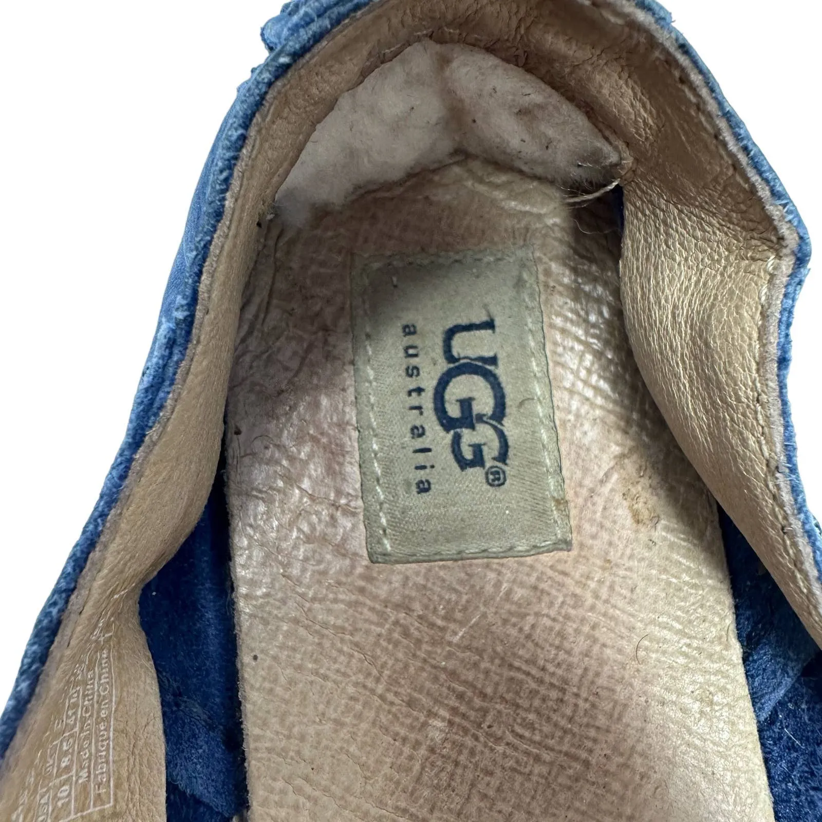 Ugg Australia size 10‎ blue leather flats moccasins loafers 1003224 F3013E - Image 6