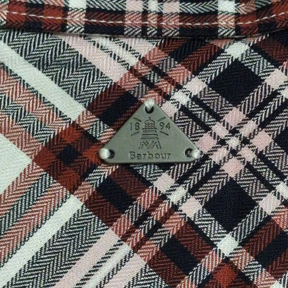 Barbour Bethwin Shirt Cloud Check Herringbone Plaid Button Front 14 New - Image 6