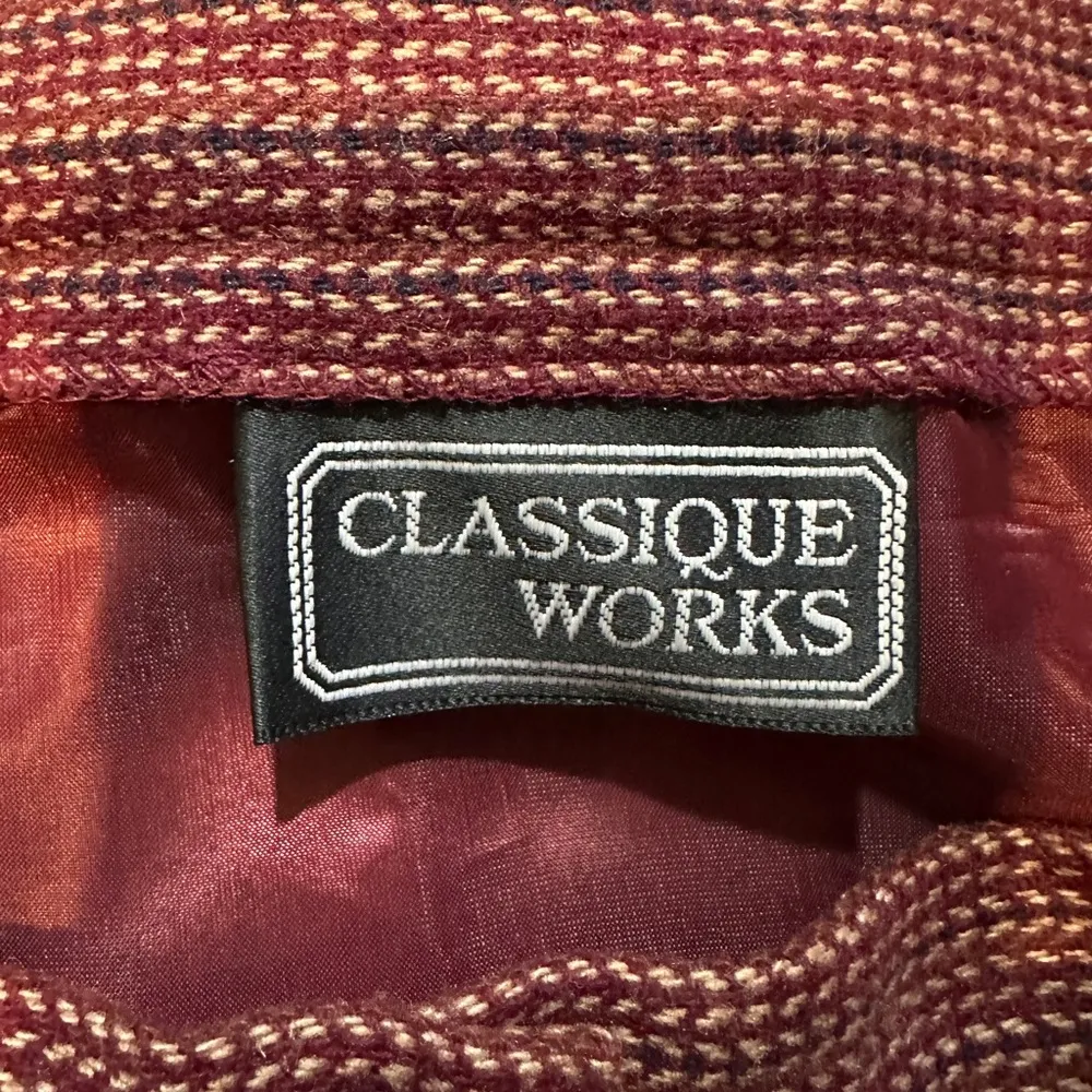 Classique Works Vintage Purple Red Tweed Wool Belted Midi Button Up Skirt Size undefined - Image 16