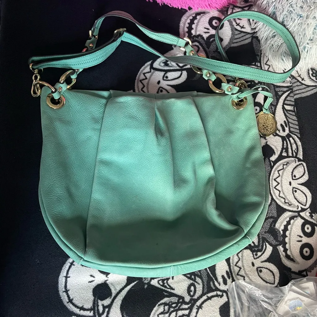 Vince Camuto Cristina Pleated Leather Hobo Bag Teal green  Large - Image 2
