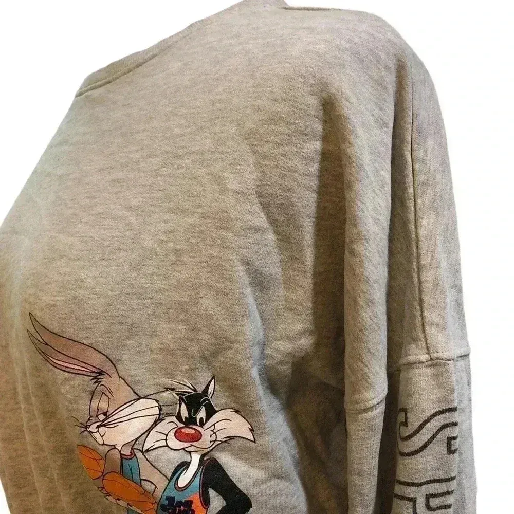 Space Jam X Looney Tunes Graphic Crop Top Gray - Image 4