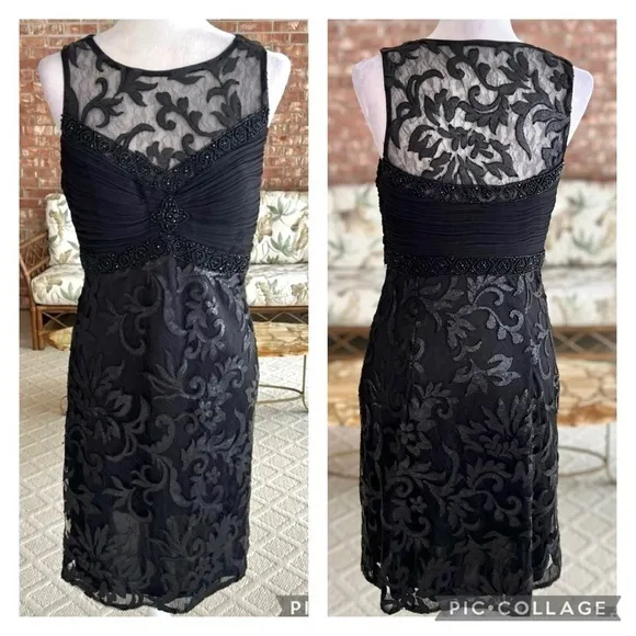 Sue Wong Nocturne Dress 6 Black Sequin Mesh Illusion Cocktail NWT - Image 3