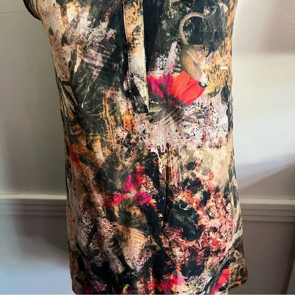 Alice and Olivia • Watercolor Floral Cream Brown Bergdorf Goodman Dress - Image 3