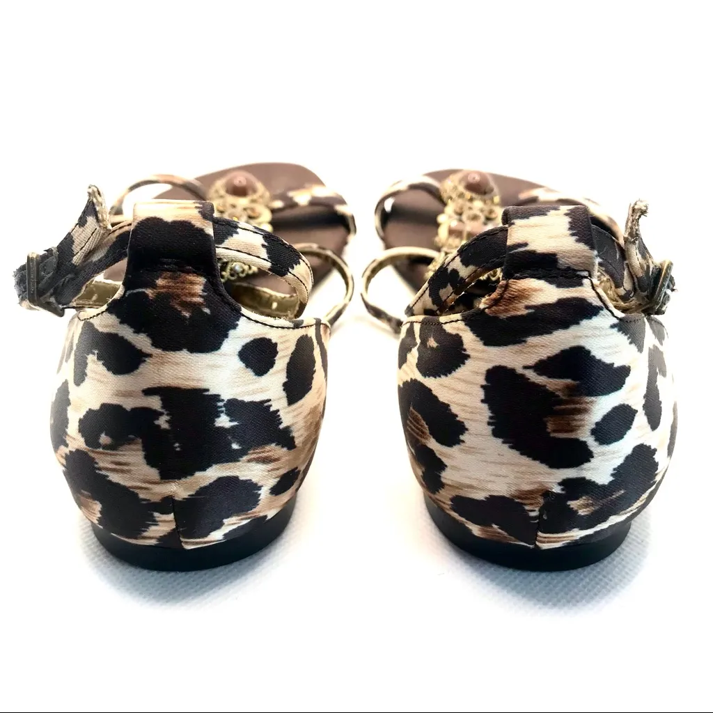 BEVERLY FELDMAN JEWELED ANIMAL PRINT AND OCEAN THEMED BROWN SANDALS (6) - Image 7