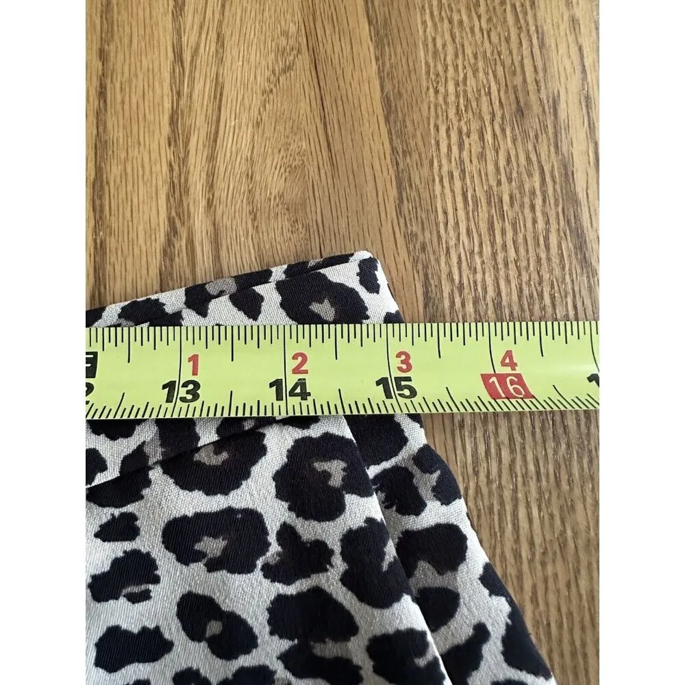 Classic Concepts Brown Beige Wide Leg Animal Print Belted Trouser Pants Office L Size L - Image 9