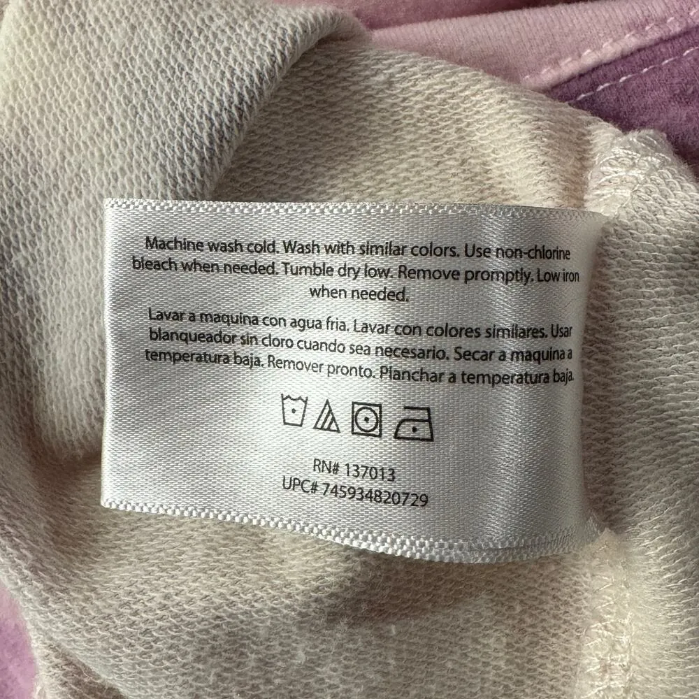 Wildfox Medium Cropped Sweatshirt Tie-Dye Stars Pullover Long Sleeve Slit Purple - Image 8