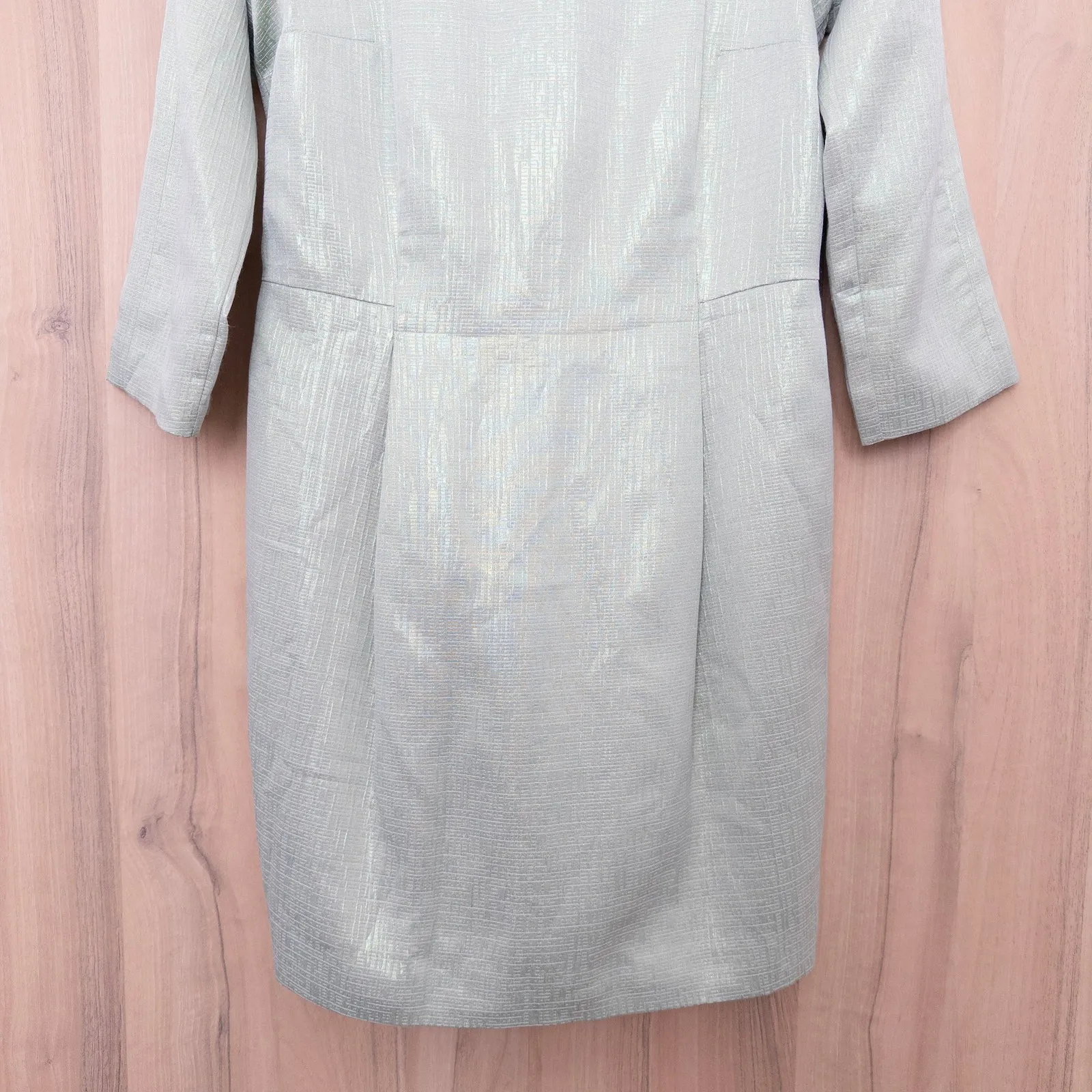 Rachel Roy Womens Dress Size 12 Mint Sheath Metallic Textured Chic Classic Party Green - Image 3