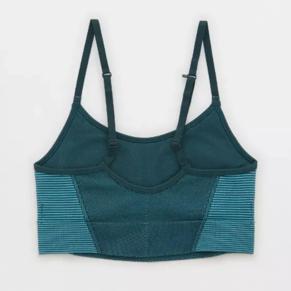 OFFLINE By Aerie Seamless Two Tone Sports Bra Deep Forest Green Size XL New - Image 2