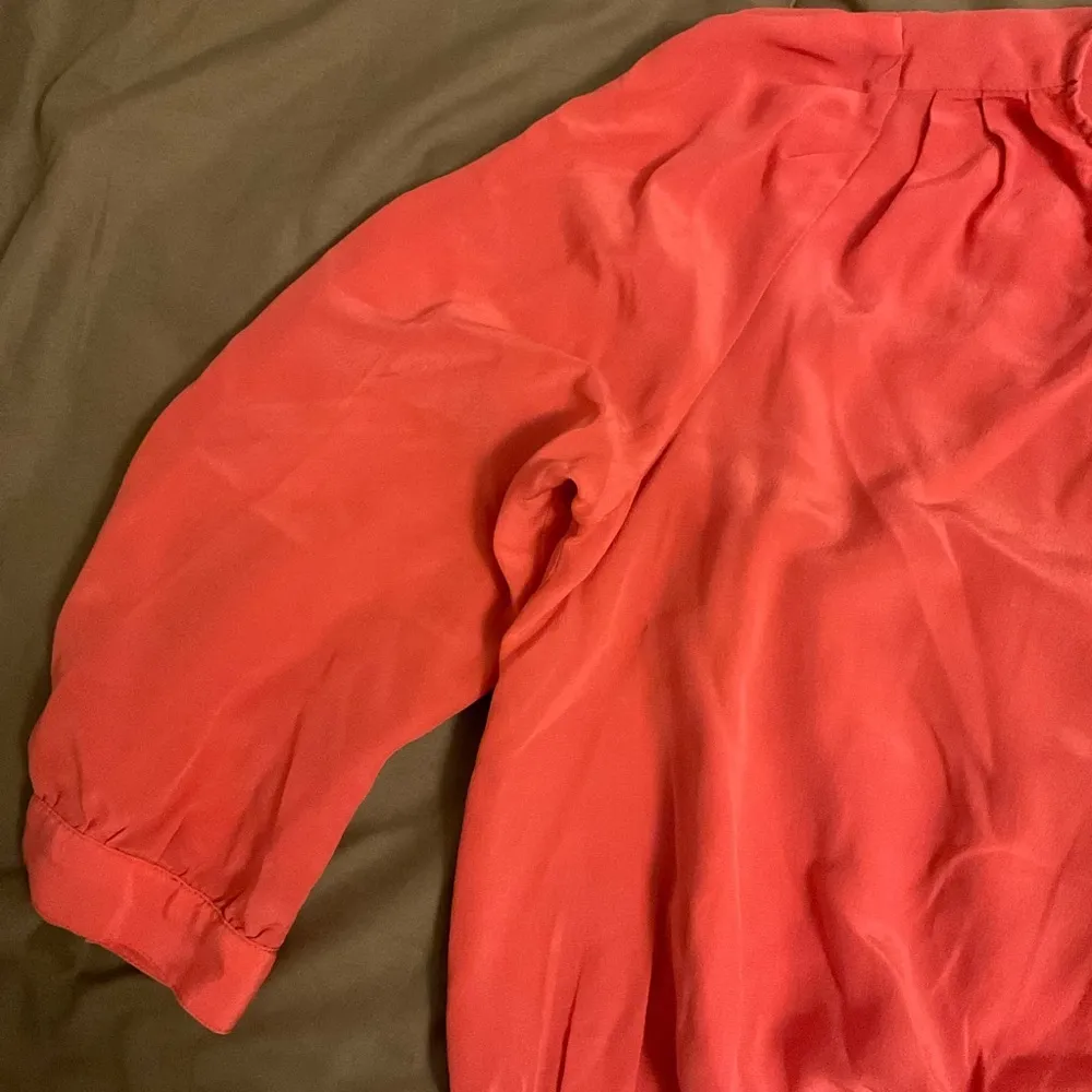 Madewell | Tops | Madewell Silk Sash Tie Front Wrap Coral Crop Top - Image 5