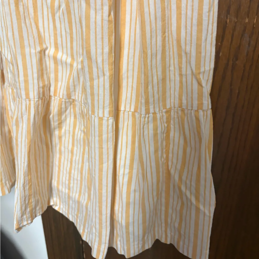 Madewell Striped Button-Back Tiered Midi bohemian summer Dress Yellow size 6 - Image 9