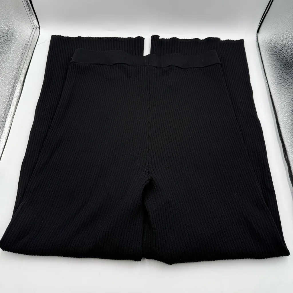 House of Harlow 1960 Ribbed Wide Leg Pants Black Size L - Image 6