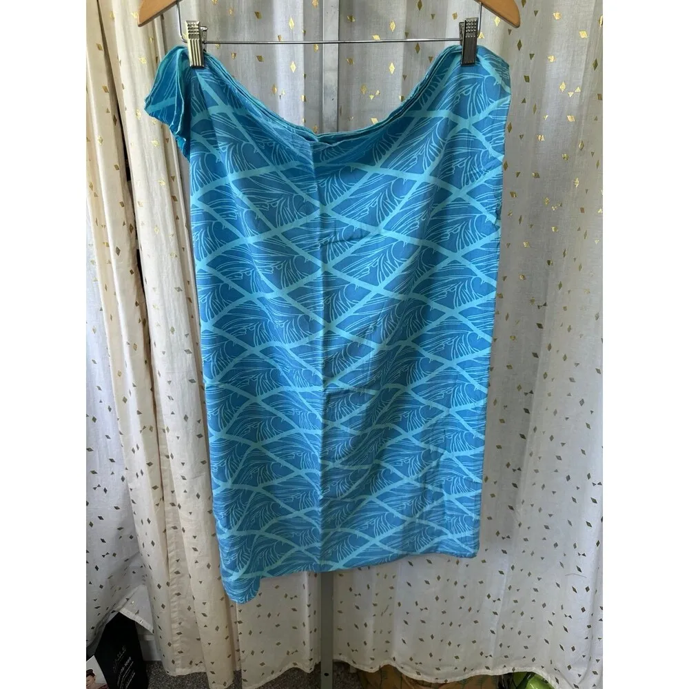Kamea Designs Hawaiian Blue Bird Of Paradise Long Pareu Sarong Cover Up One Size Size undefined - Image 3