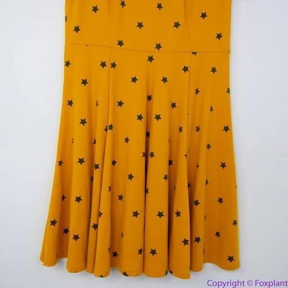 Unique Vintage Gwynnie Bee Yellow Star Print Fit-And-Flare Dress, XL‎ - Image 5