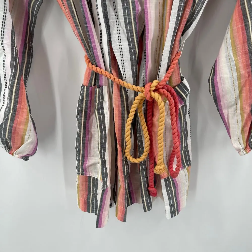 SAGE THE LABEL Cardigan Extra Small Kimono 100% Cotton Stripe Beach Travel NWT - Image 9