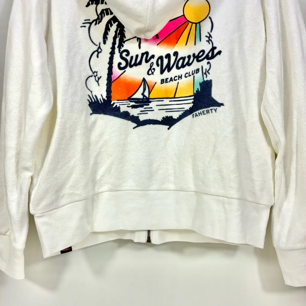 Faherty Reverse Beach Fleece Zip Hoodie White Medium NWT - Image 13