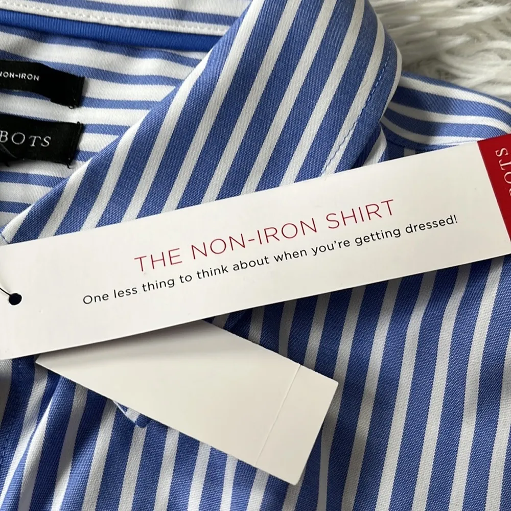 TALBOTS WOMEN’S PERFECT SHIRT  NON IRON BLUE WHITE STRIPE SIZE 6 - Image 4