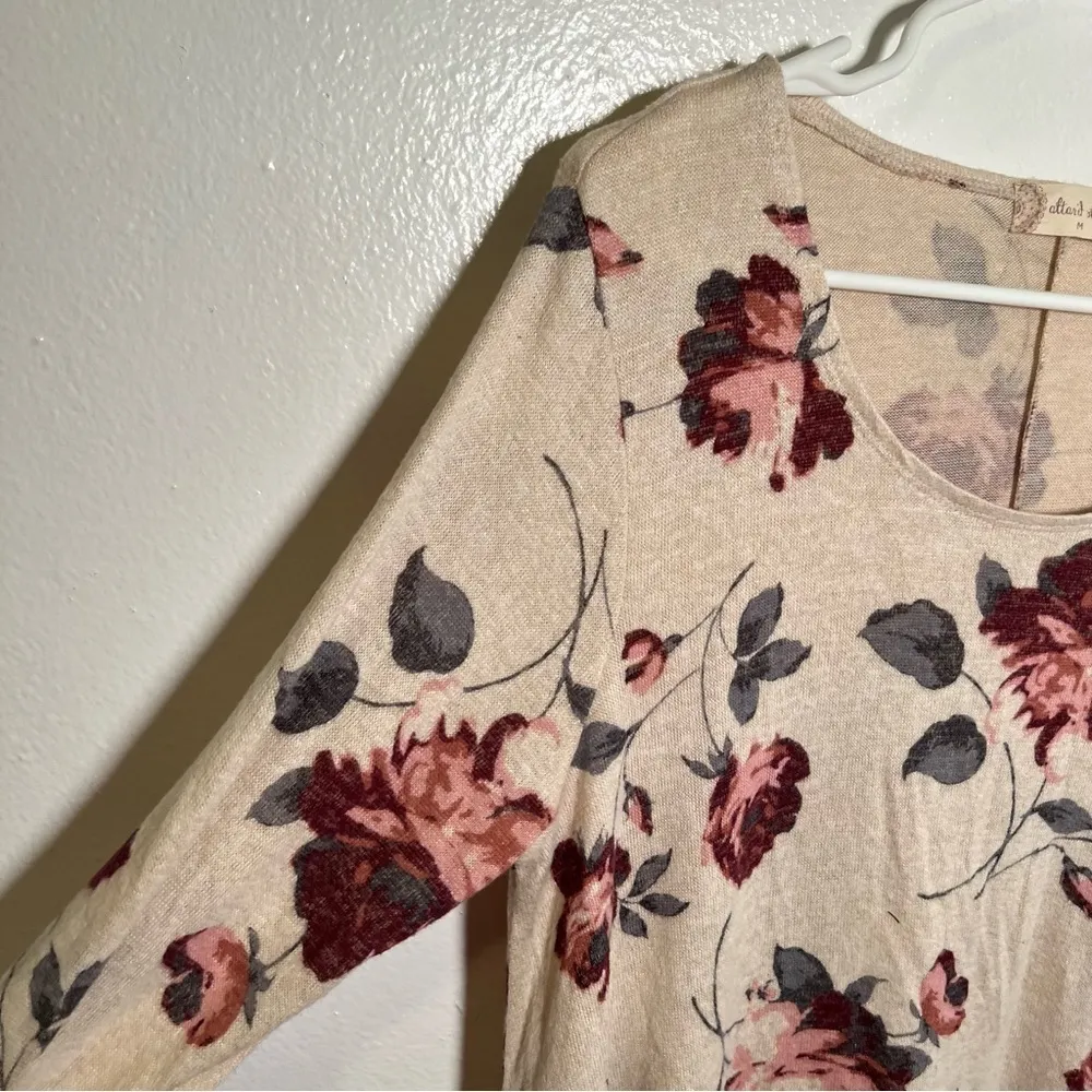 Altar’d State Knit Dress Beige Red Floral - Image 6