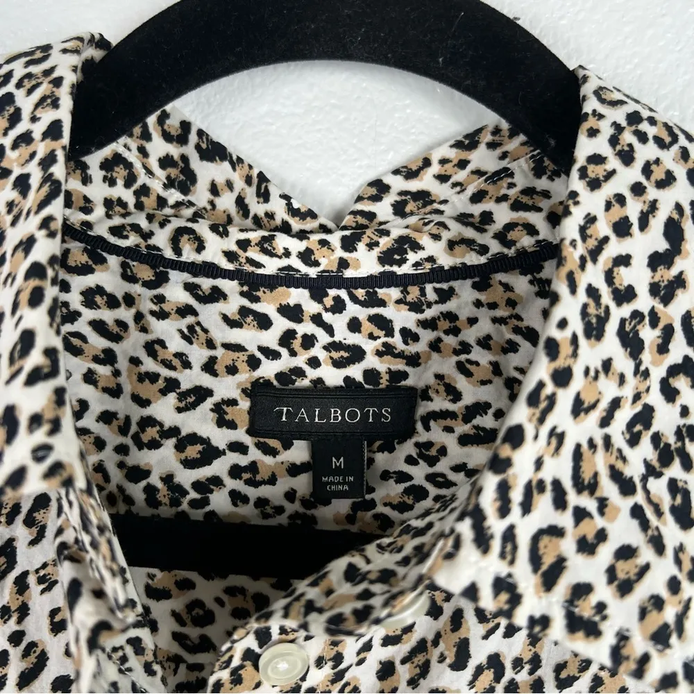 Talbots Cheetah Print‎ Button Up Blouse Sz M - Image 2