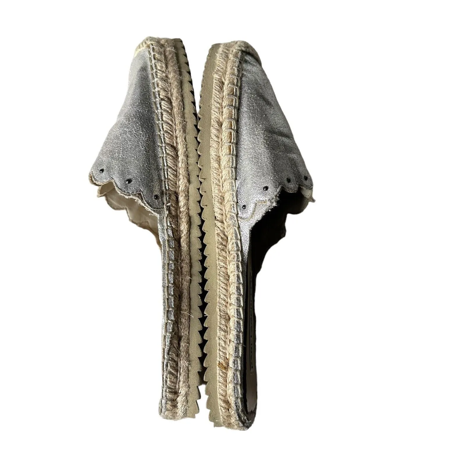 Karl Lagerfeld Metallic Silver Espadrille Slides Slip on Shoes Women Size‎ 7.5 - Image 7