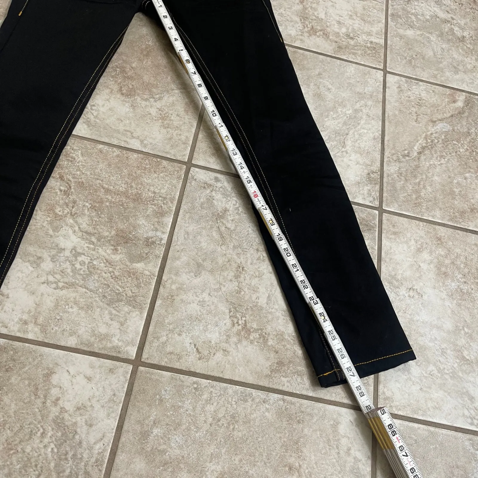 AX Armani Exchange Womens Black Jeans Straight Leg Stitch Detail USA Size P0 - Image 7