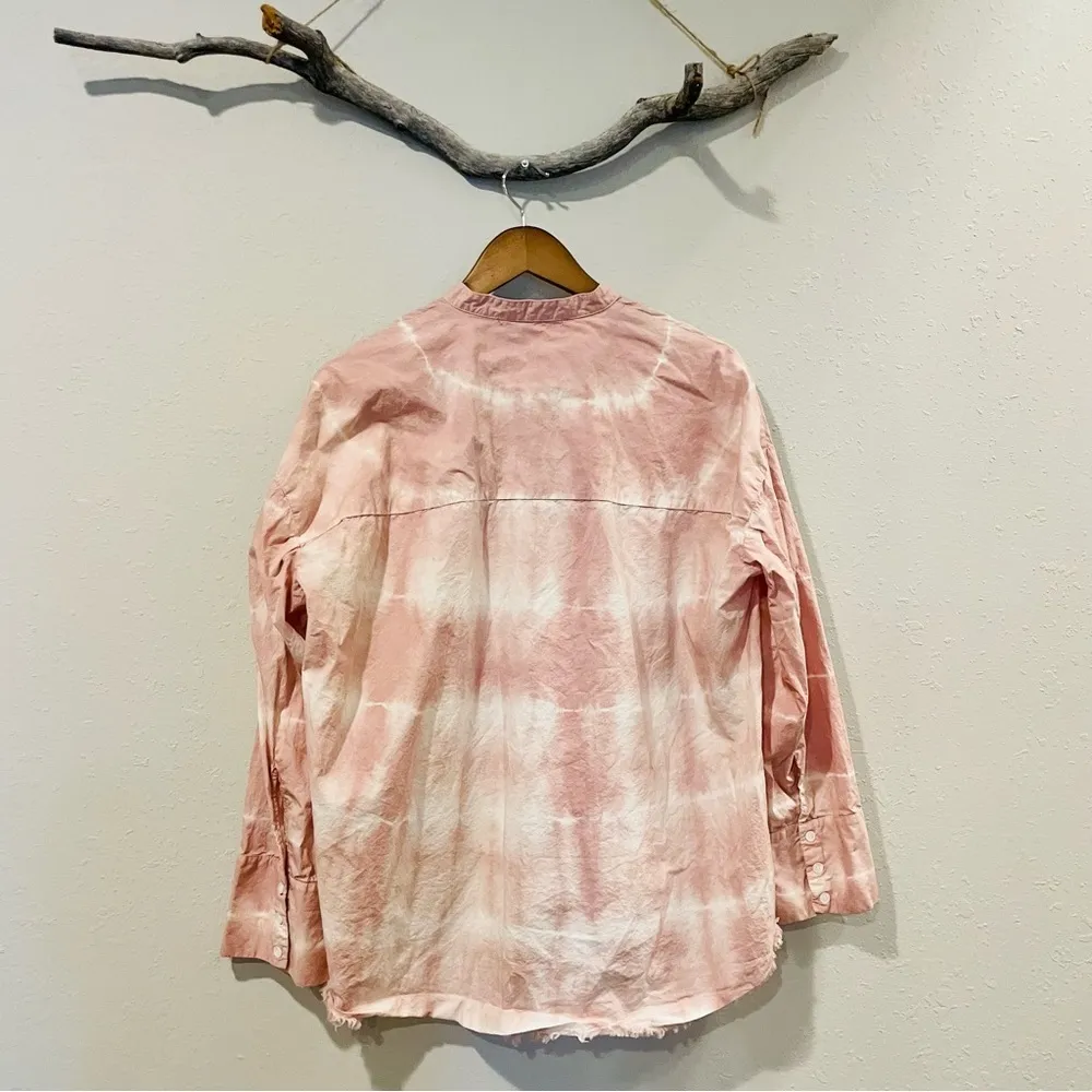 Zara Dusty Pink Tie Dye Button Up Long Sleeve Shirt - Image 7