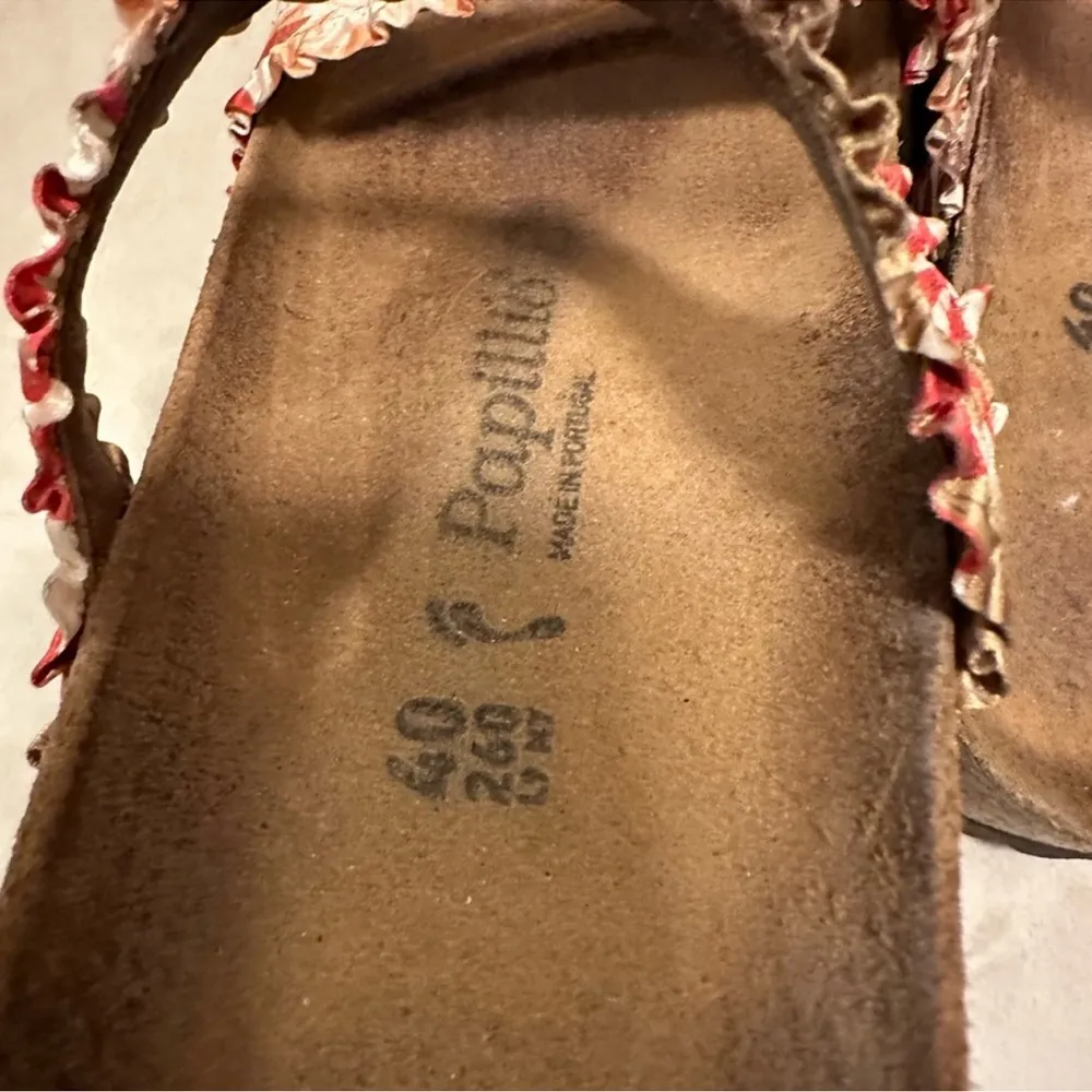 Papillio Birkenstock Curaçao floral motif stretch leather sandals size 9.5 Brown - Image 7