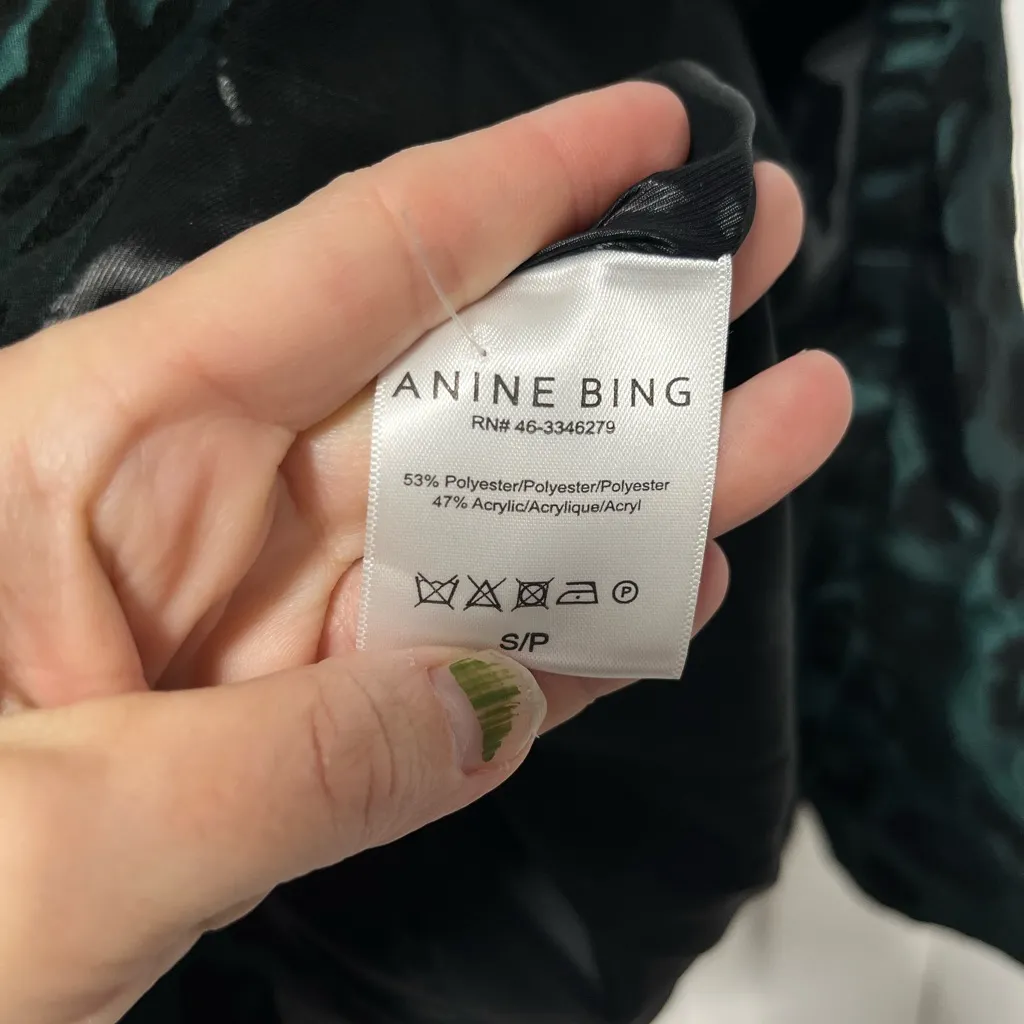 Anine Bing Madeleine Emerald Leopard Jacquard Blazer size small - Image 7