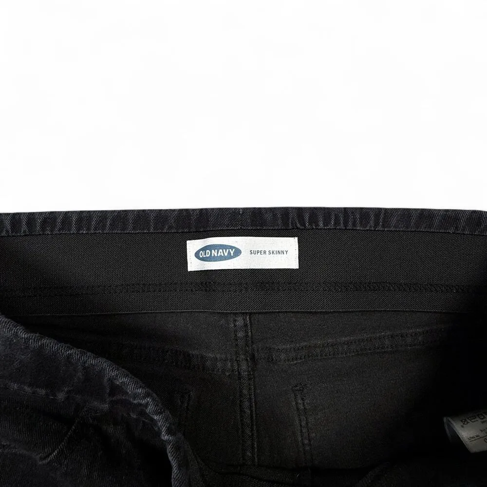 Old Navy Super Skinny Jeggings Black Wash Denim Leggings Women's 12 Short - Image 4