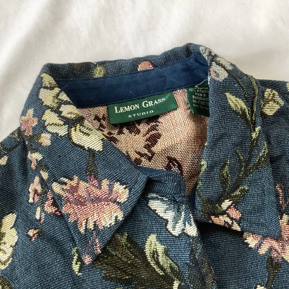 Vintage Lemon Grass Studio Floral Tapestry Jacket - Image 4