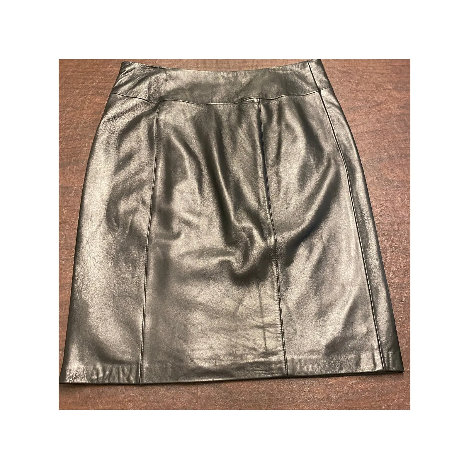 Black Leather Skirt Women’s Size 12 24”‎ Length Lined Classic Capsule Holiday - Image 2