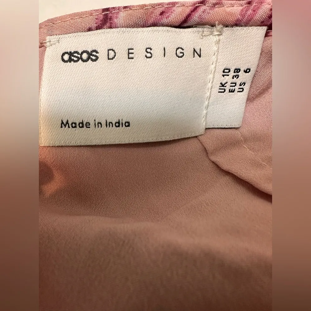 ASOS palm print structured mini dress with lace trim detail and puff sleeve - Image 8