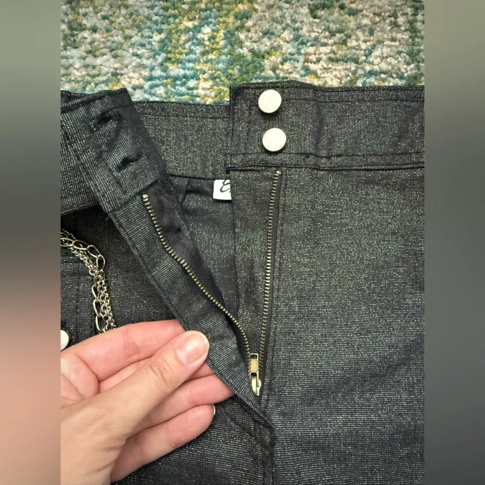 Vintage Erica Brooke metallic shimmer chain belt pencil skirt, size medium Black - Image 6