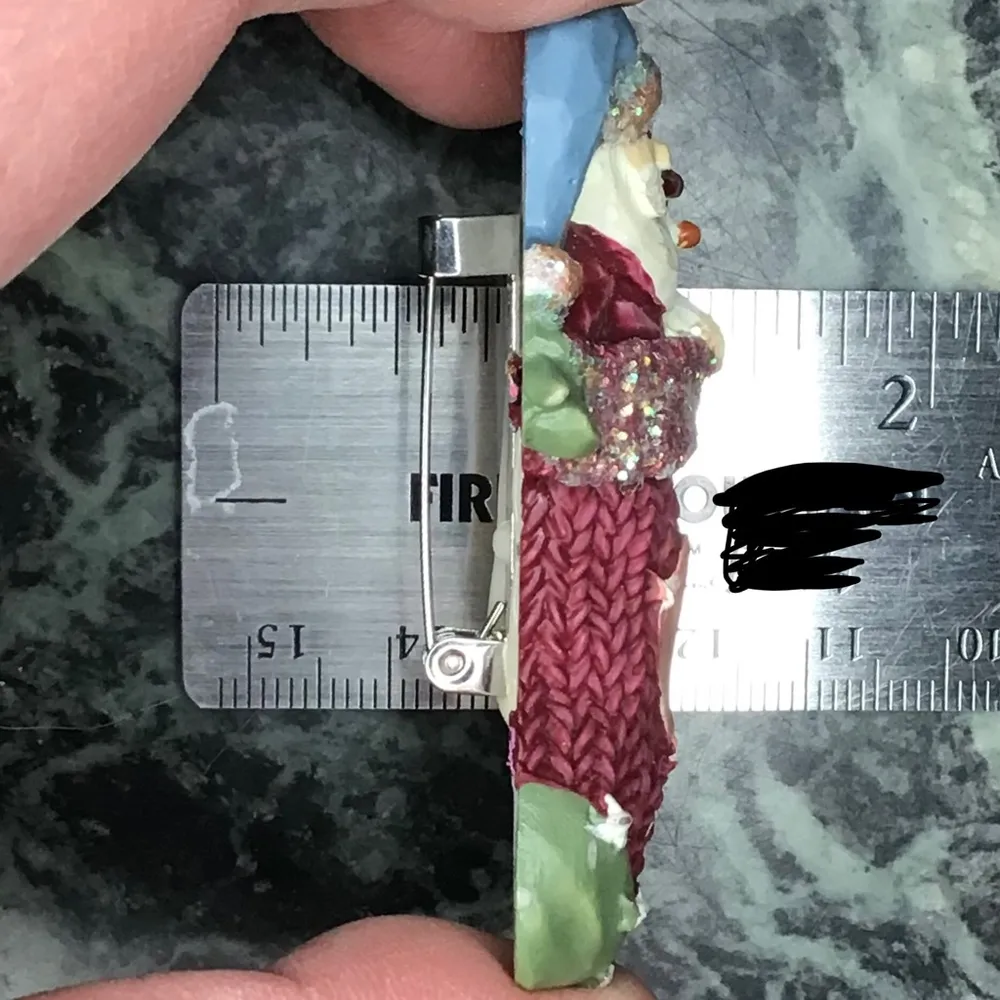 Glitter Christmas Stocking Santa Snowmen pin Red - Image 6