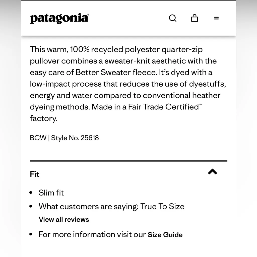 Patagonia Women's Better Sweater® 1/4-Zip Fleece top sz S - Image 4