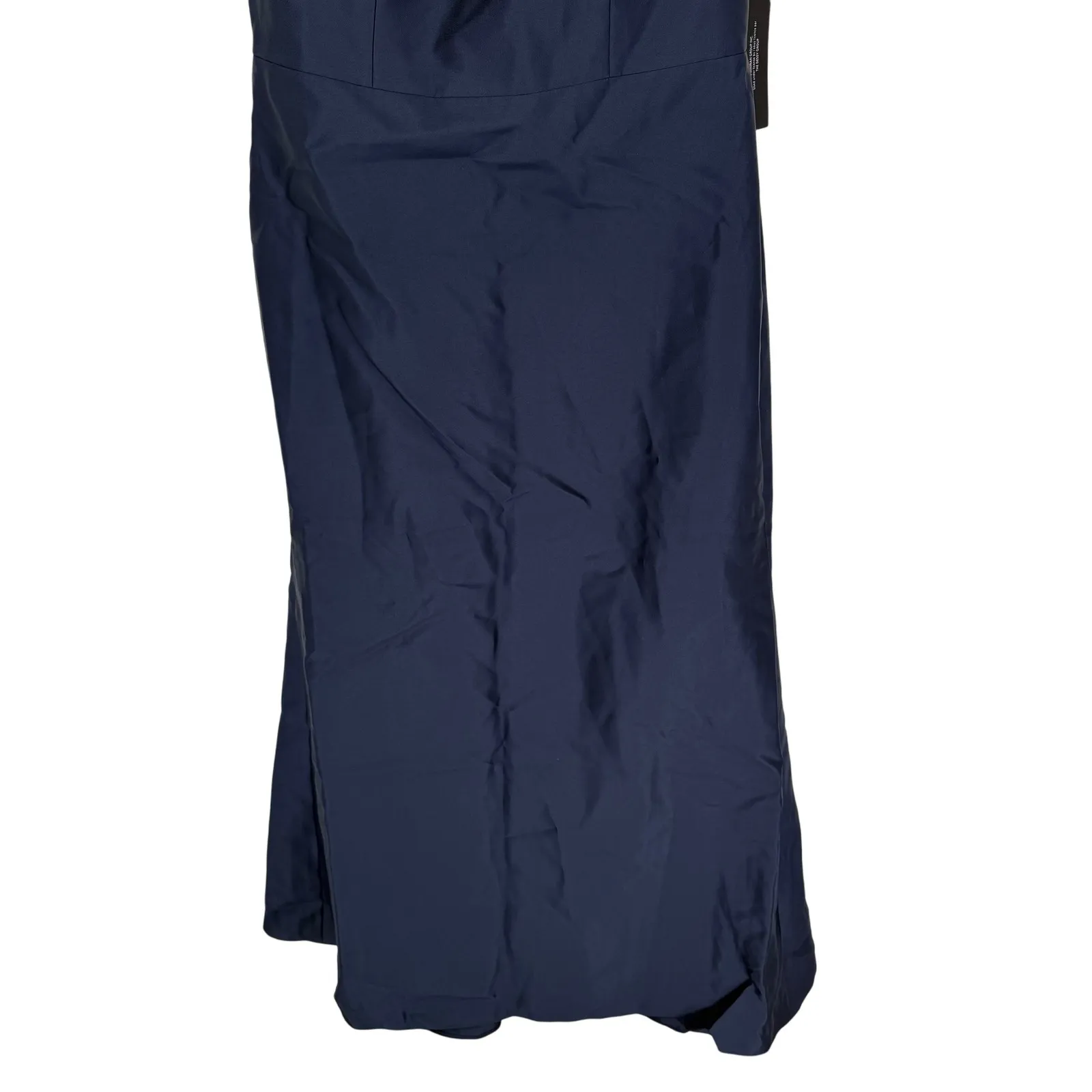 Alfred Sung High-Neck Halter Open-Back Satin Trumpet Dress In Midnight Navy - Image 5