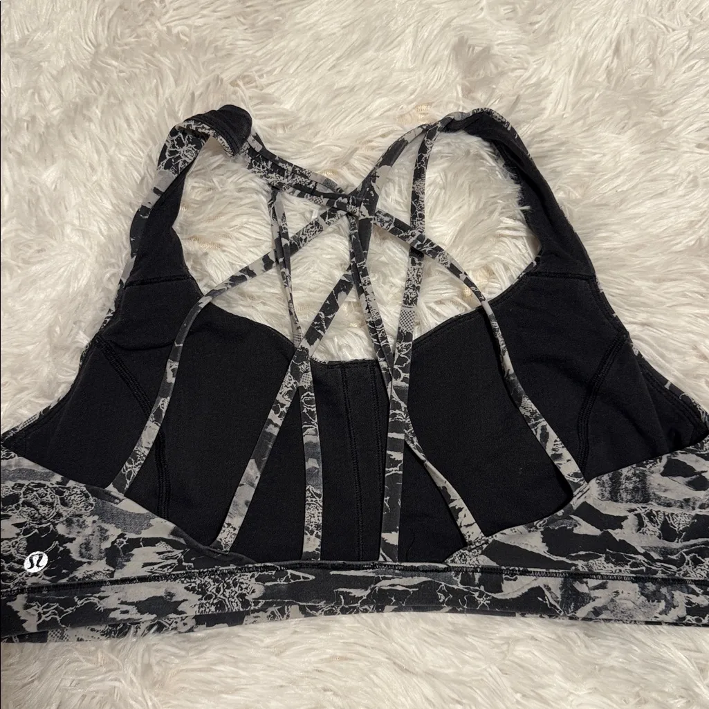 Lululemon Free To Be Zen Black White Abstract Print Strappy Sports Bra 12 - Image 2