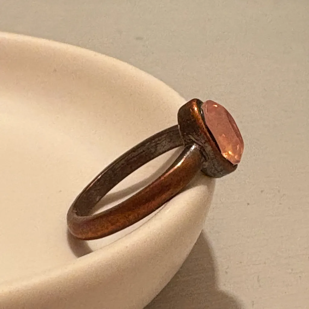 Customade Pink Gemstone Copper Ring Orange - Image 8