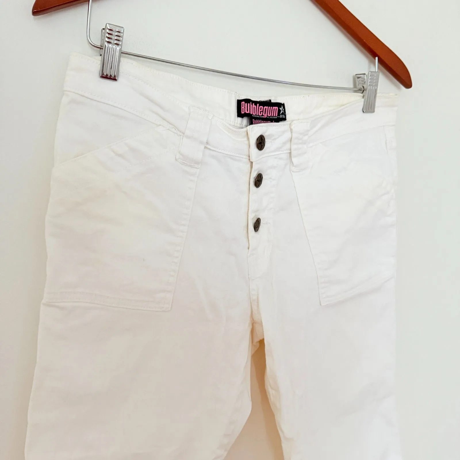 VTG Y2K Bubblegum White Cotton Blend Stretchy Junior Capri Pants Sz 11/12 (flaw) - Image 10
