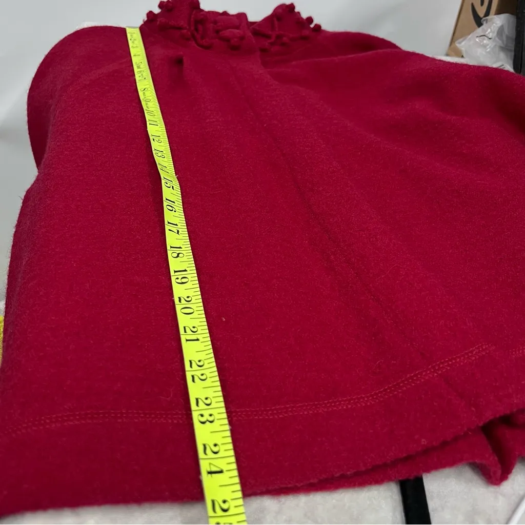 100% wool Vibrant Red Knitwear sweater cape detailed mock neck FLAWED - Image 5