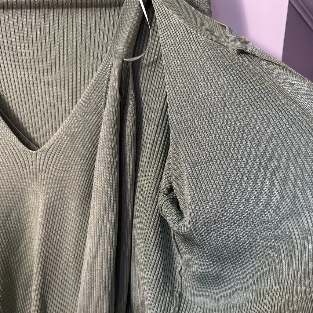 Pinque Bardeoux Glossy Rib Sweater Set Green Size L - Image 6