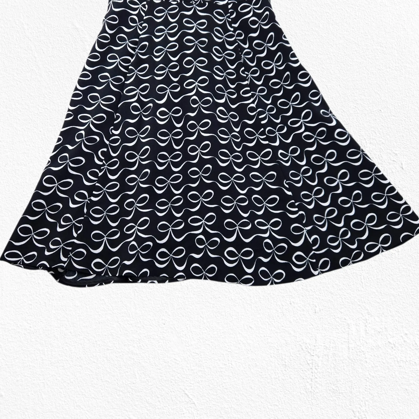 Kate Spade Mackenna Black White Bow Print Dress Size 0 Sleeveless A-Line Dress - Image 3