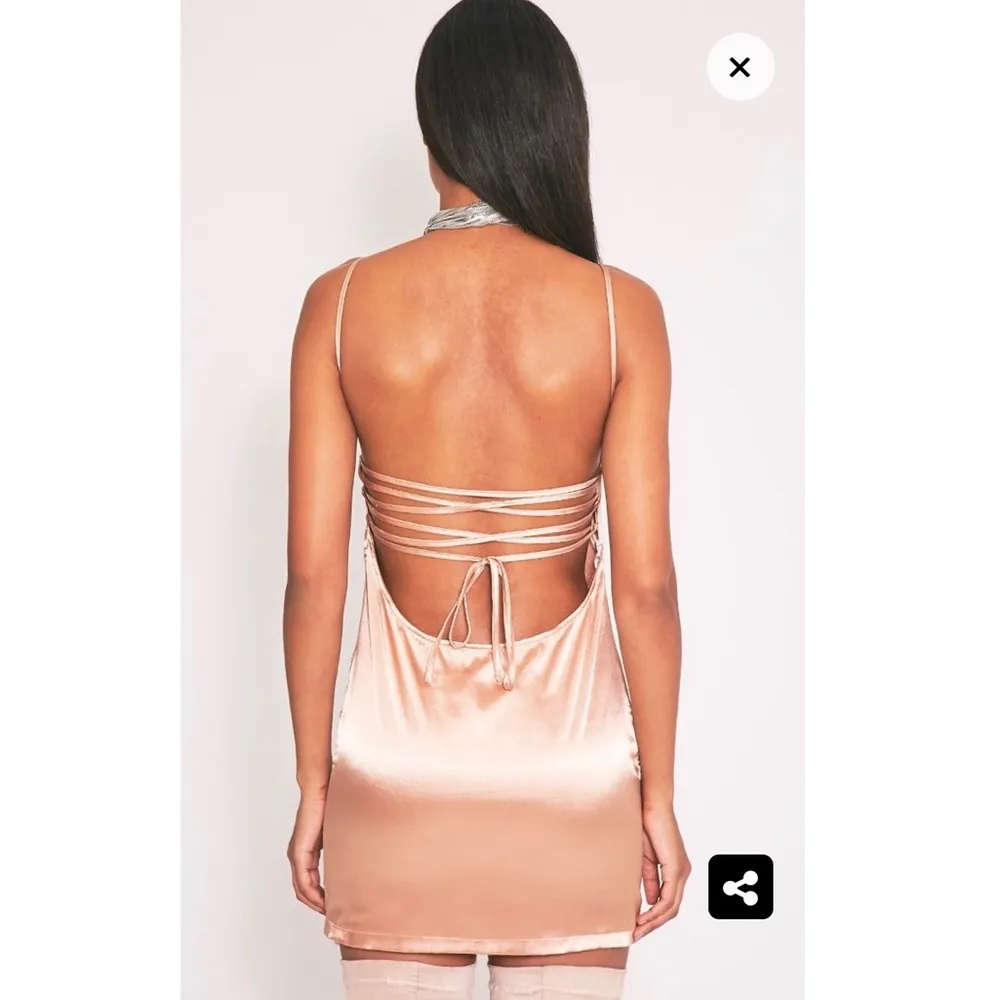 Nude Tie Back Silky Slip Dress - Image 3