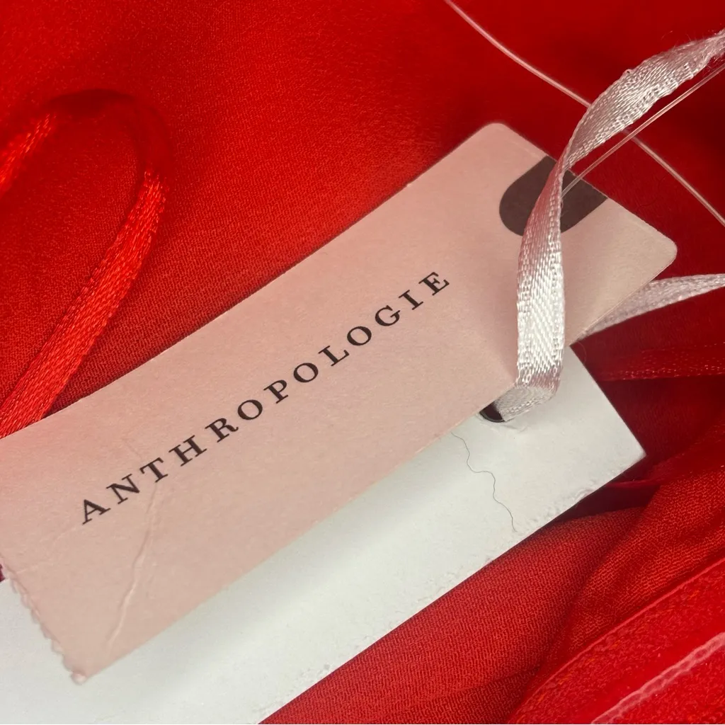 NWT ANTHROPOLOGIE ADELYN RAE Bright Red Peplum Corseted Strapless Top Sz Medium - Image 12