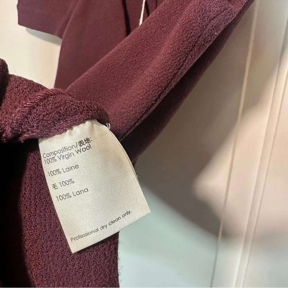 3.1 PHILLIP LIM Virgin Wool Mini Dress Burgundy Twist Sleeve Business Size:‎ 4 - Image 6