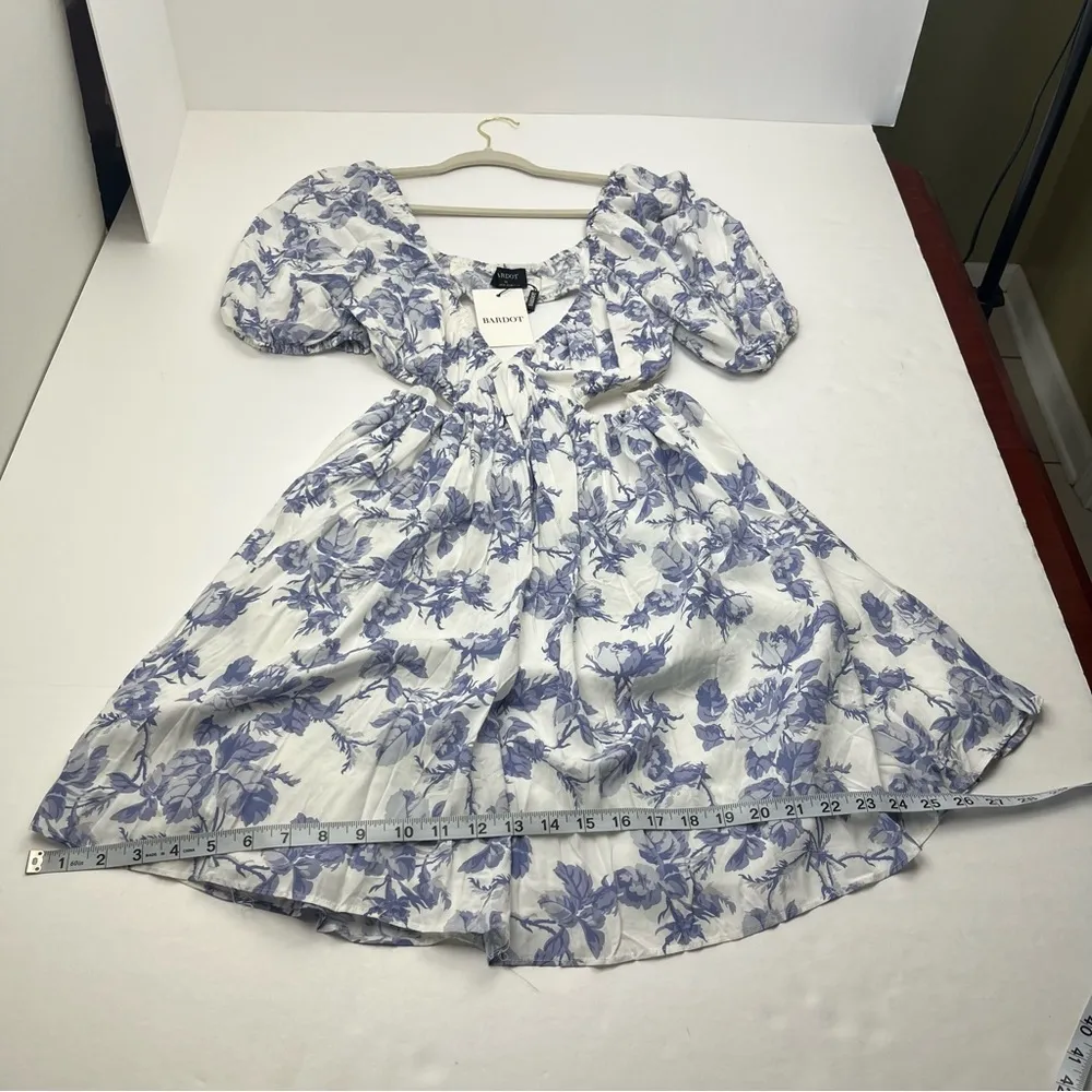 Bardot Eden Mini Dress Women US Size 12 Blue White Floral NEW *TINY SURFACE FLAW - Image 7