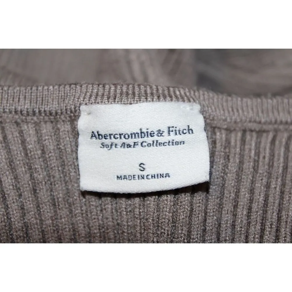 Womens Abercrombie & Fitch Soft A&F Taupe Ribbed Long Sleeve Bodysuit Size Small - Image 3