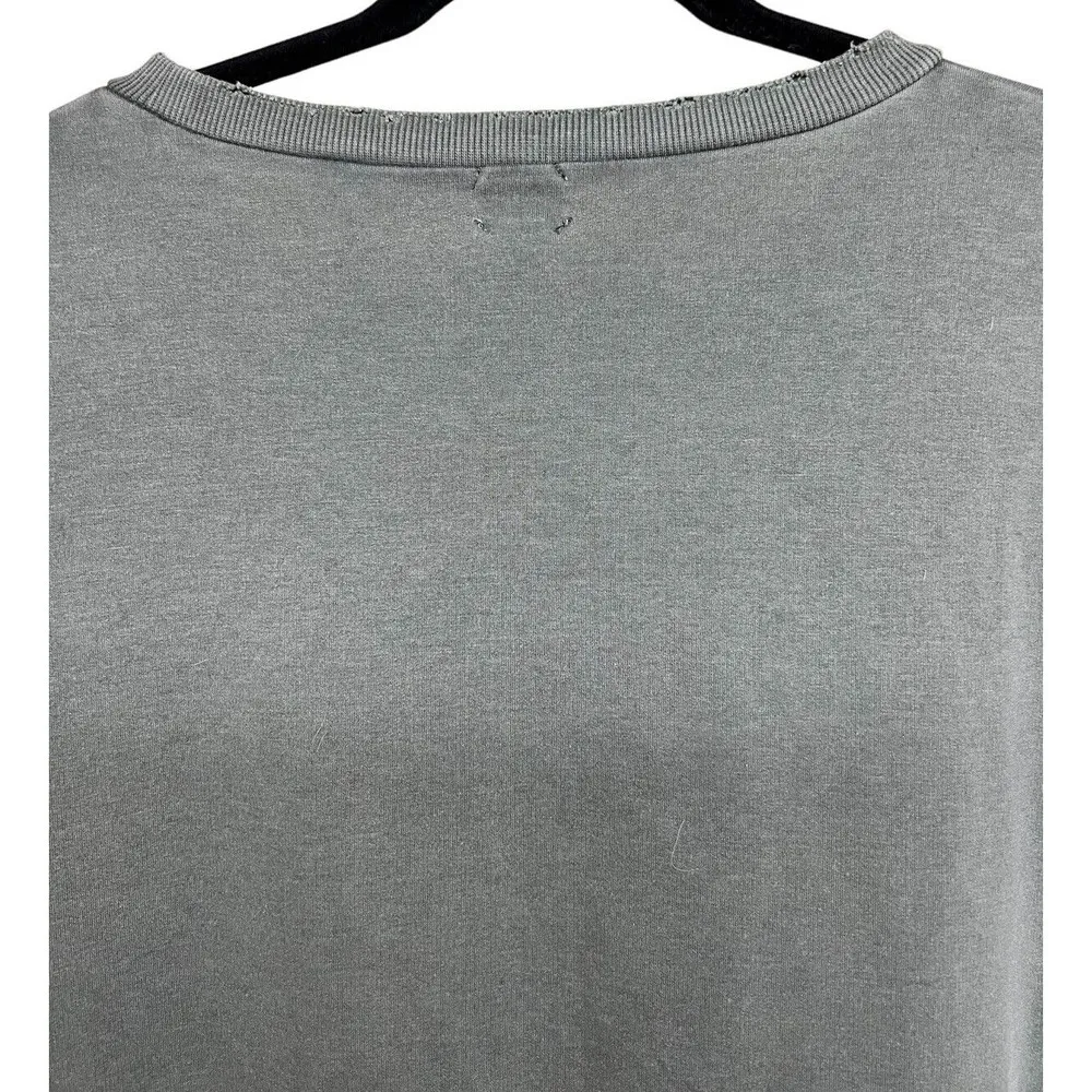 PEYTON JENSEN Olive Green Snap Sides Distressed Sweatshirt Women’s Size Medium - Image 4