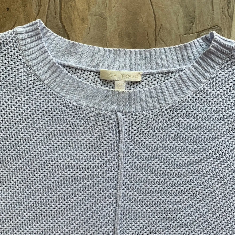 Lisa Todd Mesh Knit Asymmetrical Hem Lavender Top Sz XS Purple - Image 14