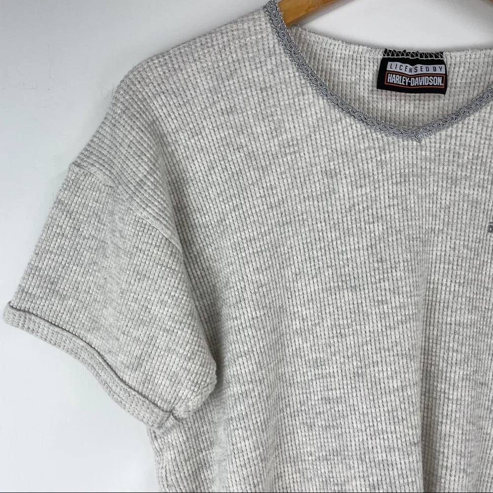 Harley Davidson  Rose Embroidered Waffle Knit Top - Image 7