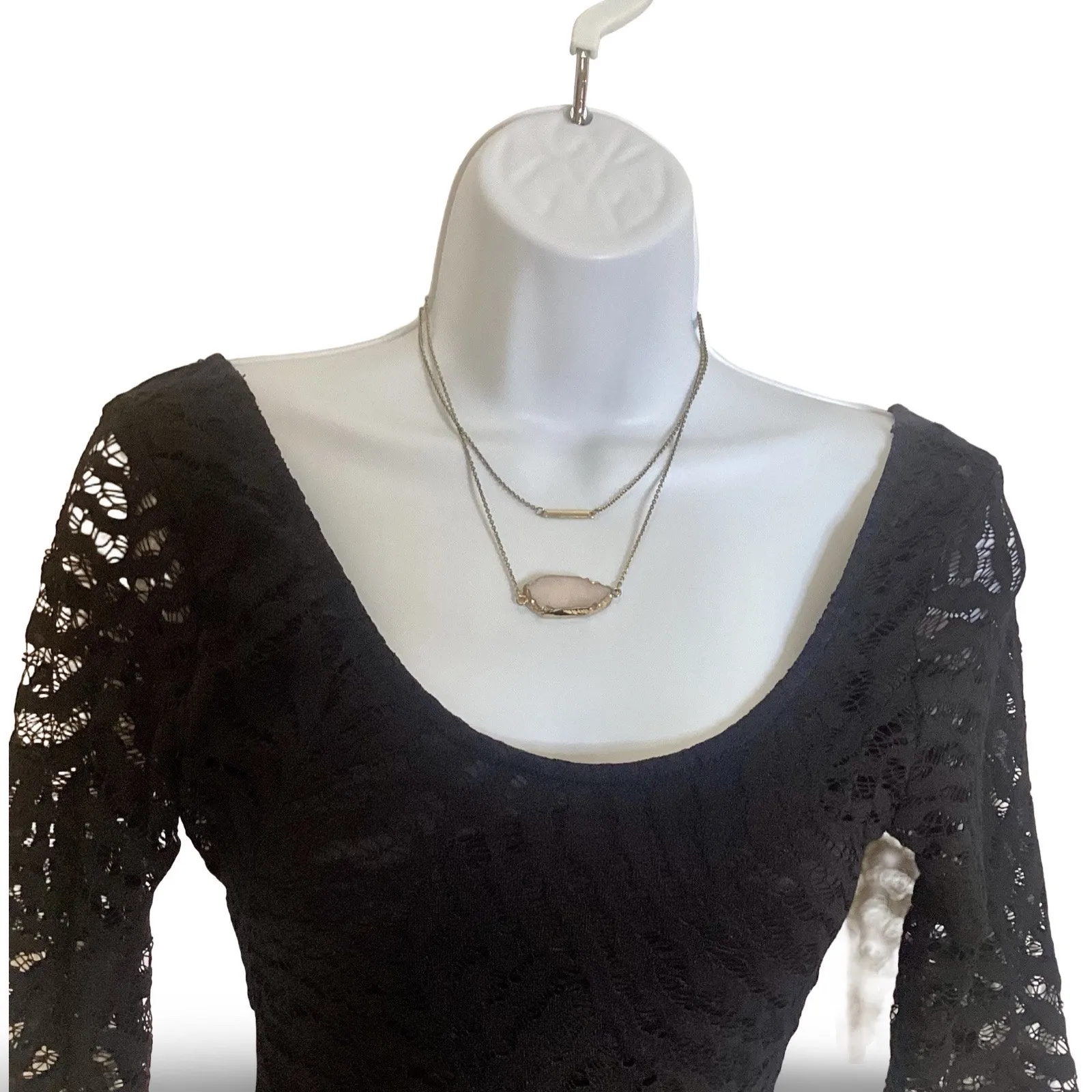 Pink Quartz Gold Tone Double Strand Necklace - Image 7